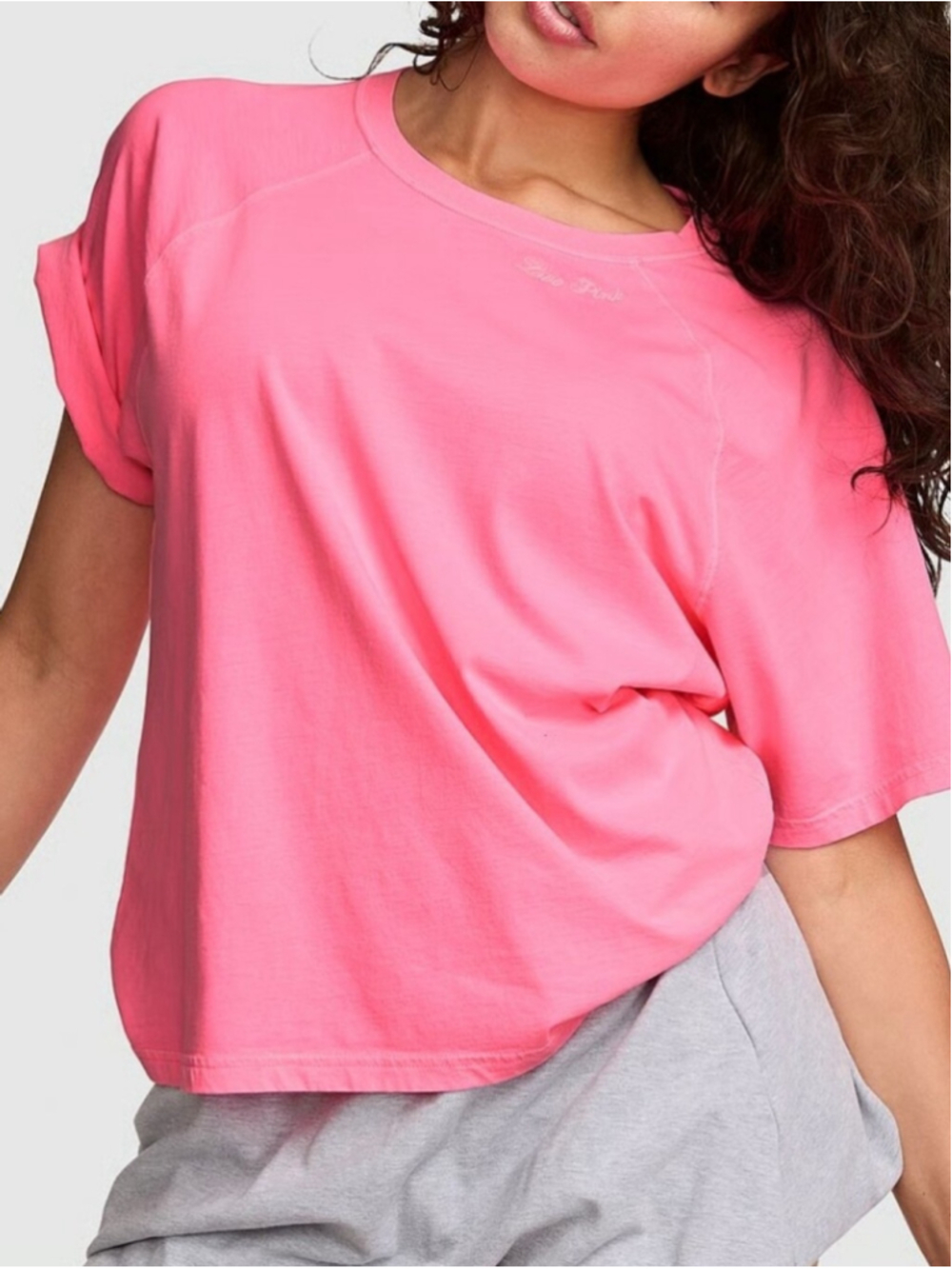 VS PINK Campus Cotton Raglan Tee Sz LG NWT